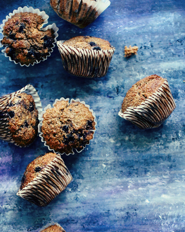 Moist Blueberry Bran Muffins