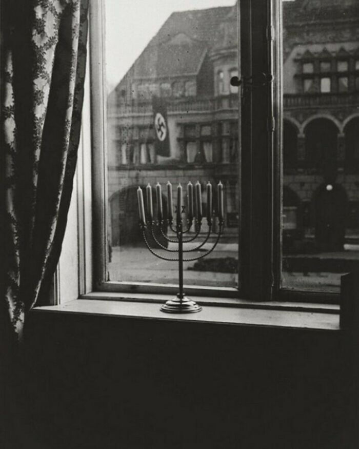 Hanukkah Menorah And Nazi Flag